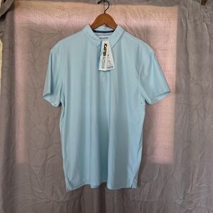 XCASTER Outdoor Polo Shirt Mens L Blue Mesh Lightweight Stretch Performance Top